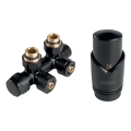 Novaservis - stūrveida komplekts radiatoriem ar centrālo pieslēgumu, melns
