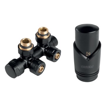 Novaservis - stūrveida komplekts radiatoriem ar centrālo pieslēgumu, melns