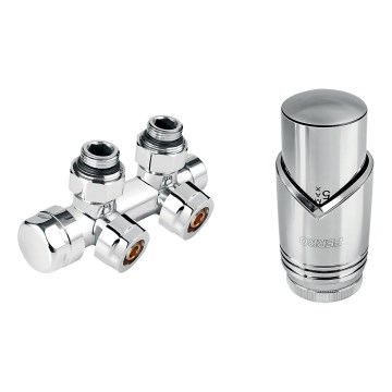 Novaservis - Stūrveida komplekts radiatoriem ar centrālo pieslēgumu, spīdīgs hroms