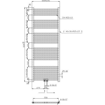 Novaservis - Vannas istabas dvieļu žāvētājs 544W/230V 160x60 cm spīdīgs hroms taisns