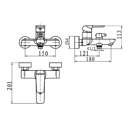 Novaservis - vannas jaucējkrāns NOBLESS TINA melns