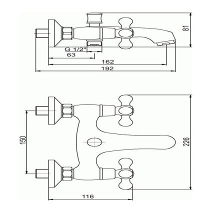 Novaservis - Vannas jaucējkrāns TITANIA RETRO spīdīgs hroms
