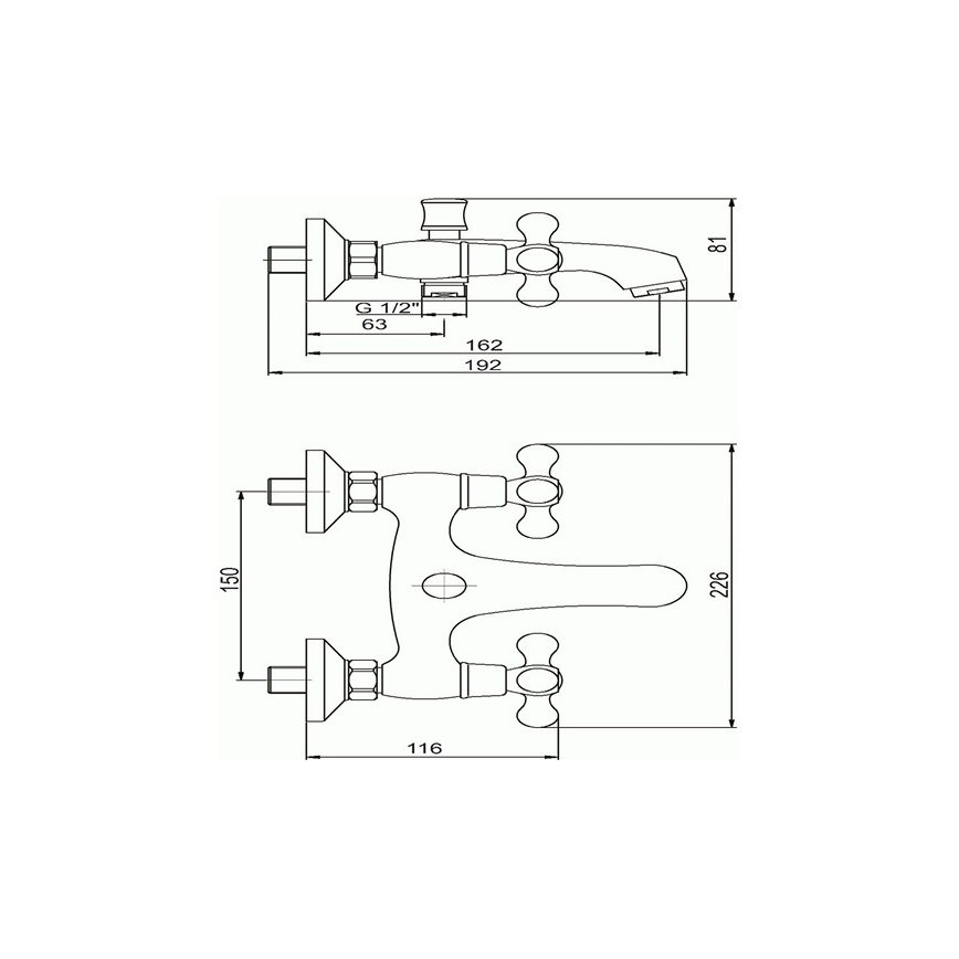 Novaservis - Vannas jaucējkrāns TITANIA RETRO spīdīgs hroms