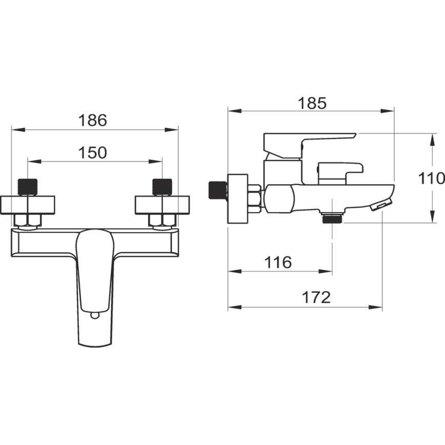 Novaservis - Vannas komplekts ar jaucējkrānu METALIA melns