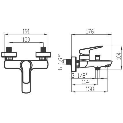 Novaservis - Vannas komplekts ar jaucējkrānu METALIA spīdīgs hroms