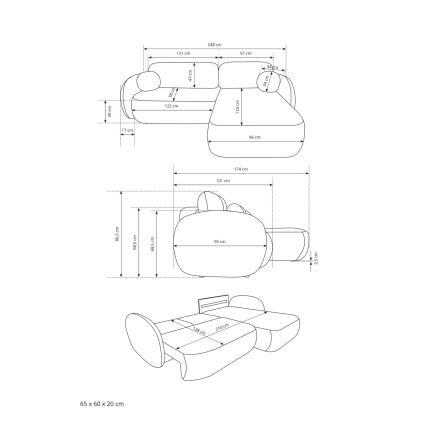 OLBIA kreisais L veida izvelkamais stūra dīvāns ar uzglabāšanas nodalījumu bēšs