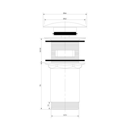 OMNIRES A706AT - Izlietnes noteka CLICK-CLACK d. 6,6 cm matēts antracīta