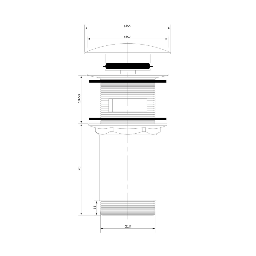 OMNIRES A706AT - Izlietnes noteka CLICK-CLACK d. 6,6 cm matēts antracīta