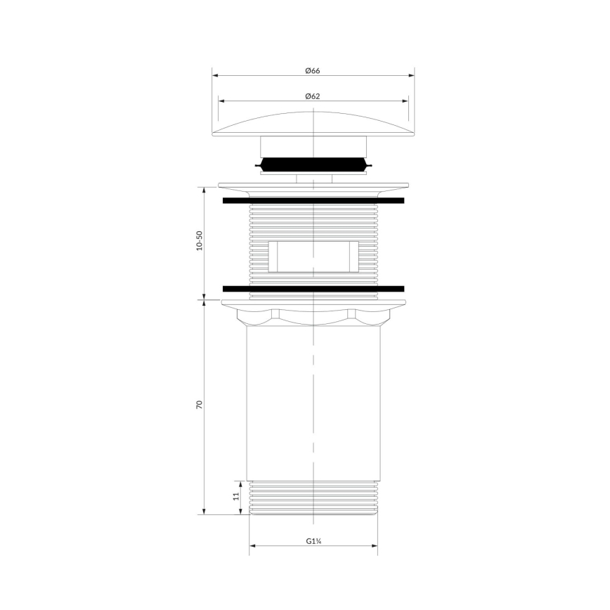 OMNIRES A706BM - Izlietnes noteka CLICK-CLACK d. 6,6 cm matēts balts