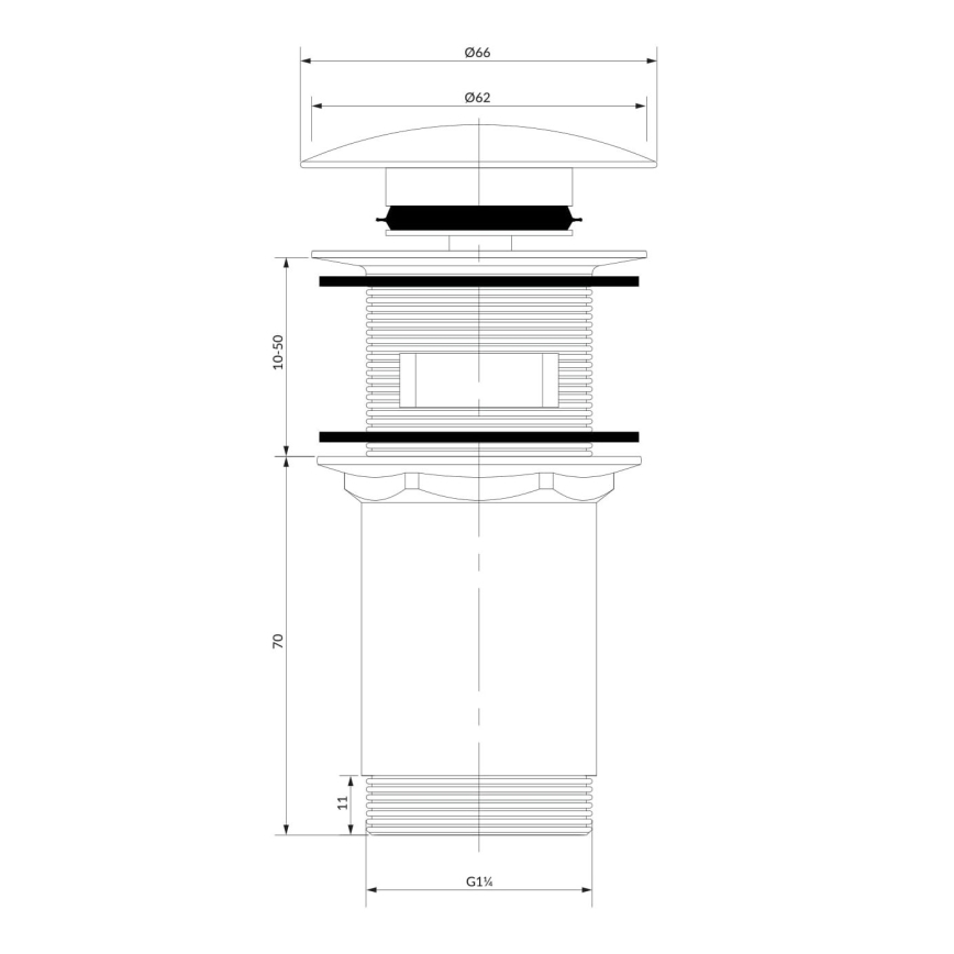 OMNIRES A706CPB - Izlietnes noteka CLICK-CLACK d. 6,6 cm matēts varš