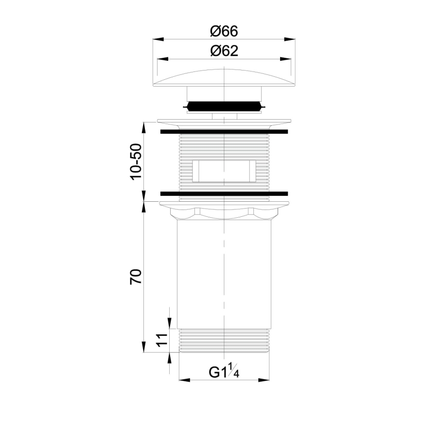 OMNIRES A706CR - Izlietnes noteka CLICK-CLACK d. 6,6 cm spīdīgi hromēts
