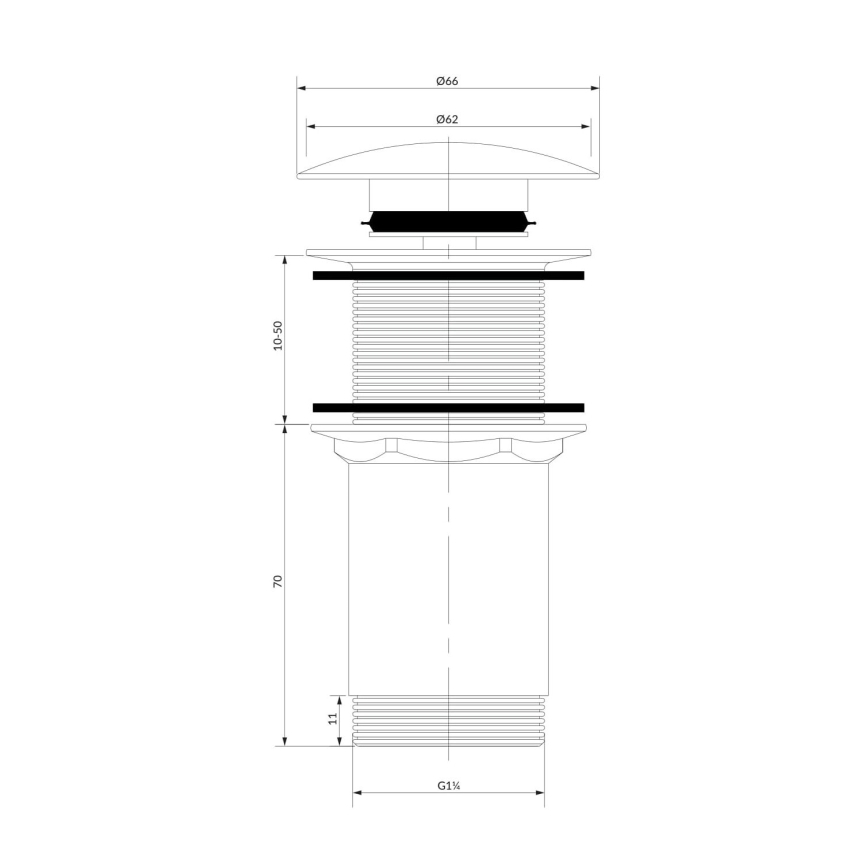OMNIRES A716BL - Izlietnes noteka CLICK-CLACK d. 6,6 cm daļēji matēts melna