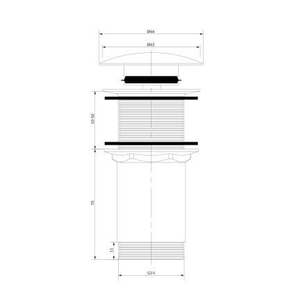 OMNIRES A716BR - Izlietnes noteka CLICK-CLACK d. 6,6 cm matēts antīka bronzas