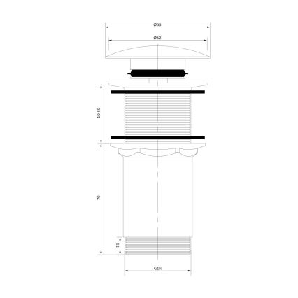 OMNIRES A716CP - Izlietnes noteka CLICK-CLACK d. 6,6 cm spīdīgs varš