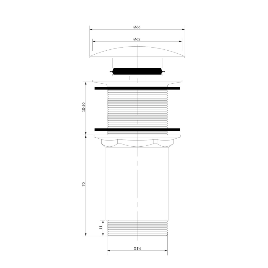 OMNIRES A716GR - Izlietnes noteka CLICK-CLACK d. 6,6 cm matēts grafīta