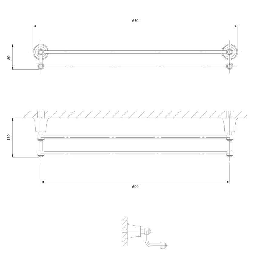 OMNIRES AL53226CR - Sienas dvieļu turētājs ART LINE 65 cm spīdīgi hromēts