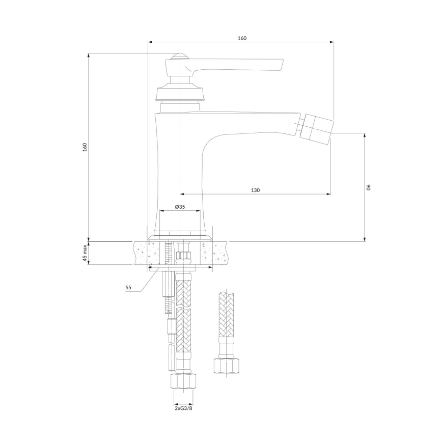 OMNIRES AM5220CR - Bidē krāns ARMANCE 16 cm spīdīgi hromēts