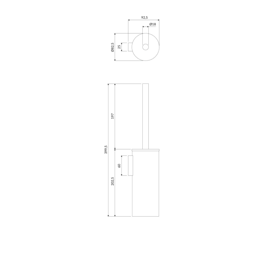 OMNIRES MP60621BL - Pie sienas stiprināma tualetes birste MODERN PROJECT matēts melna