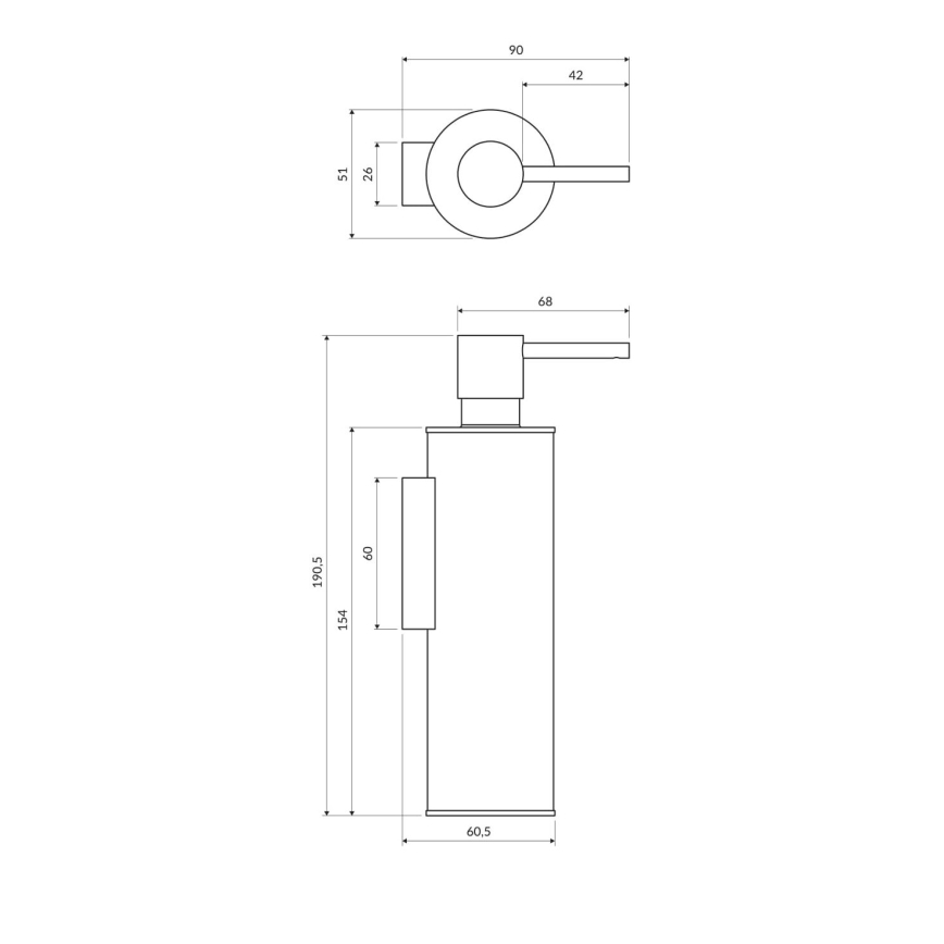 OMNIRES MP60721BL - Sienas ziepju dozators MODERN PROJECT 150 ml matēts melna