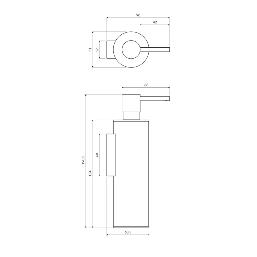 OMNIRES MP60721CR - Sienas ziepju dozators MODERN PROJECT 150 ml spīdīgi hromēts