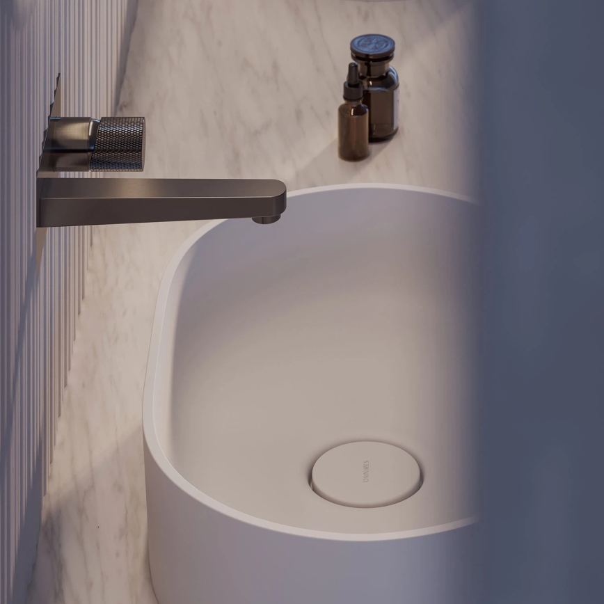 OMNIRES OVOUNBM - Uz virsmas uzstādāma izlietne OVO 55x36 cm, dolomīts/matēta balta