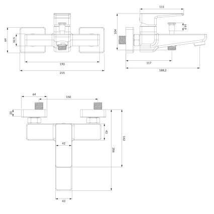 OMNIRES PM7430CR - Vannas ūdens krāns PARMA spīdīgi hromēts
