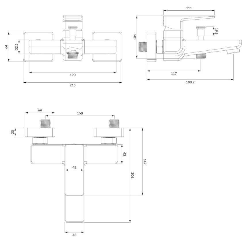 OMNIRES PM7430CR - Vannas ūdens krāns PARMA spīdīgi hromēts