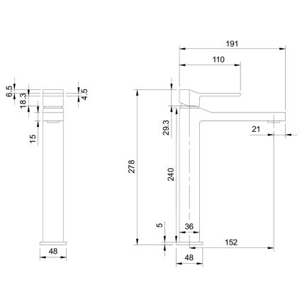 OMNIRES SL7712CR - Izlietnes krāns SLIDE 27,8 cm spīdīgi hromēts
