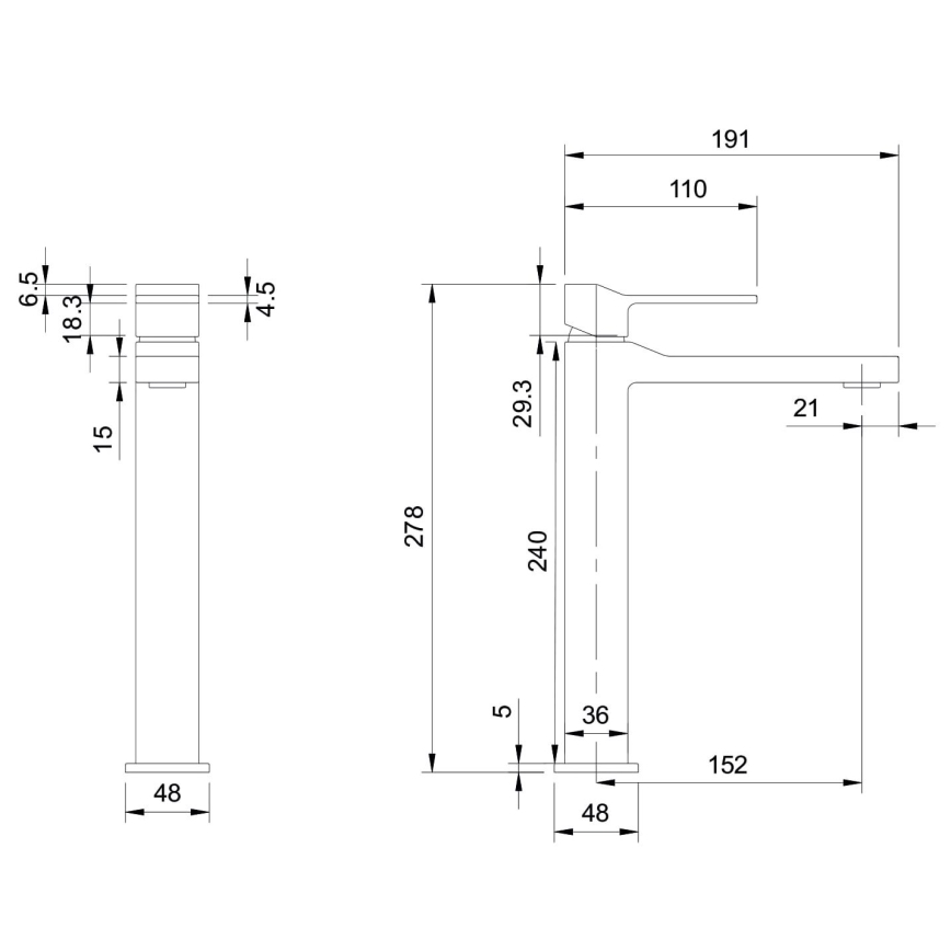 OMNIRES SL7712CR - Izlietnes krāns SLIDE 27,8 cm spīdīgi hromēts