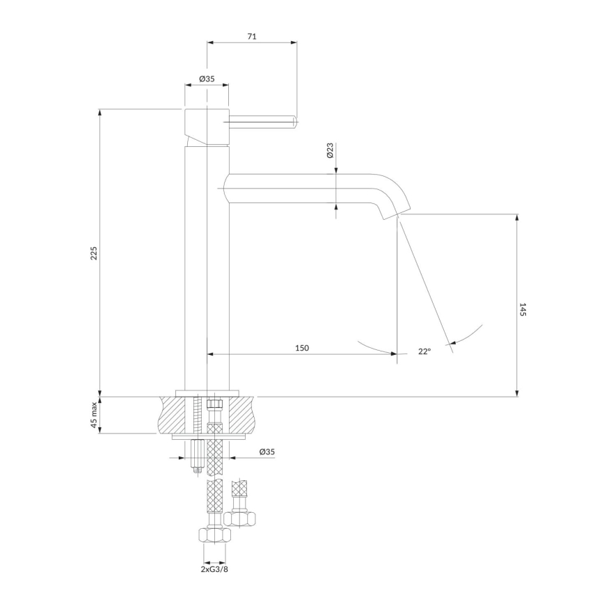OMNIRES Y1212CCR - Izlietnes krāns Y 22,5 cm spīdīgi hromēts