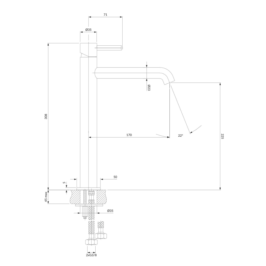 OMNIRES Y1212CR - Izlietnes krāns Y 30,8 cm spīdīgi hromēts
