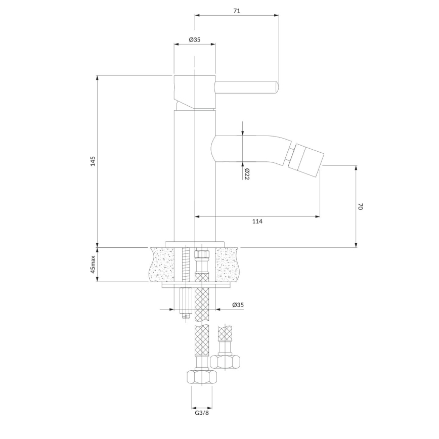OMNIRES Y1220GLB - Bidē krāns Y 14,5 cm zeme zelta