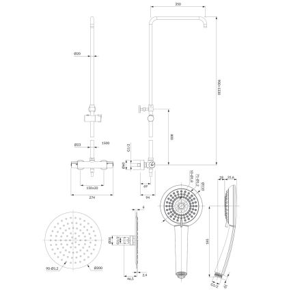 OMNIRES Y1244X/6CR - Dušas komplekts ar termoregulācijas krānu Y spīdīgi hromēts