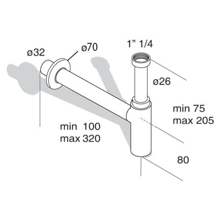 Omp tea - Izlietnes sifons TEA MINITOTI, spīdīgs hroms