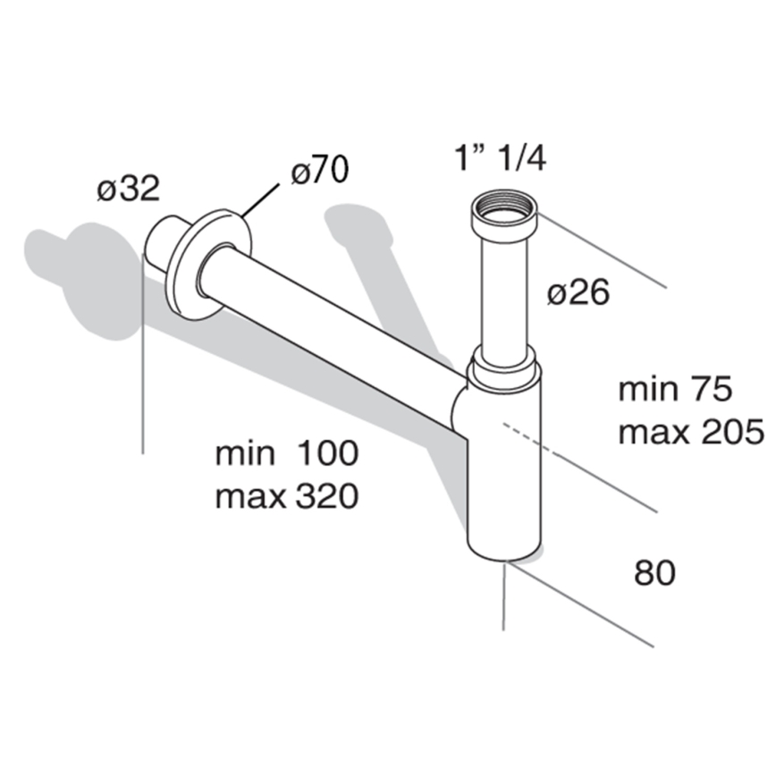 Omp tea - Izlietnes sifons TEA MINITOTI, spīdīgs hroms
