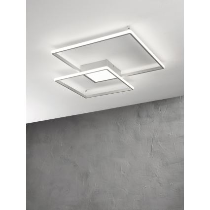 Ondaluce - aptumšojama LED griestu lampa DOWEL LED/46W/230V 55x55 cm sudraba krāsā
