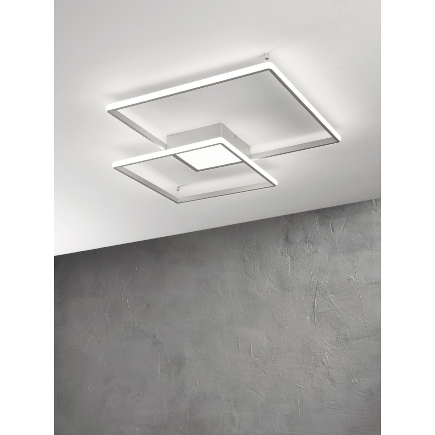 Ondaluce - aptumšojama LED griestu lampa DOWEL LED/46W/230V 55x55 cm sudraba krāsā
