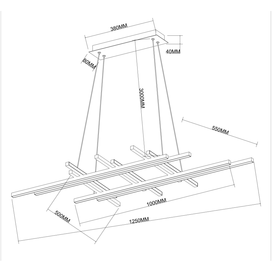 Ondaluce - dimmējams LED piekaramais gaismeklis uz kabeļa MOVIDA LED/114W/230V zelta