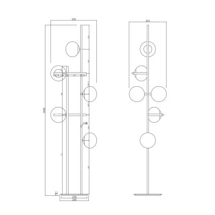 Ondaluce - Grīdas lampa JEWEL 6xE14/10W/230V 166 cm melna/dūmaina melna