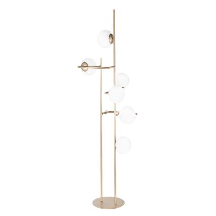 Ondaluce - Grīdas lampa JEWEL 6xE14/10W/230V 166 cm zelta/balta