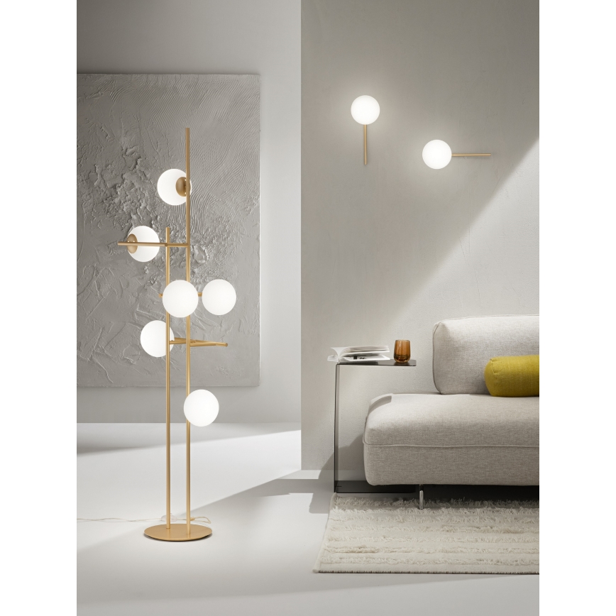 Ondaluce - Grīdas lampa JEWEL 6xE14/10W/230V 166 cm zelta/balta