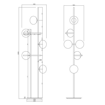 Ondaluce - Grīdas lampa JEWEL 6xE14/10W/230V 166 cm zelta/balta