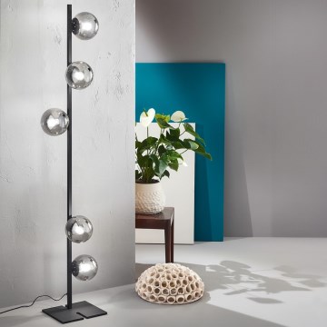 Ondaluce - Grīdas lampa MONILE 5xE14/10W/230V 170 cm melna/dūmakaina melna