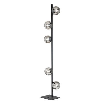 Ondaluce - Grīdas lampa MONILE 5xE14/10W/230V 170 cm melna/dūmakaina melna