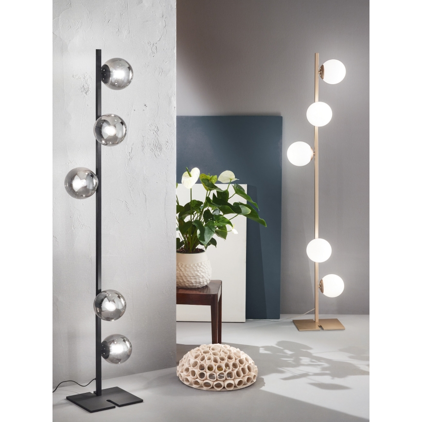 Ondaluce - Grīdas lampa MONILE 5xE14/10W/230V 170 cm melna/dūmakaina melna