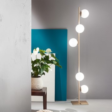 Ondaluce - Grīdas lampa MONILE 5xE14/10W/230V 170 cm zelta/balta