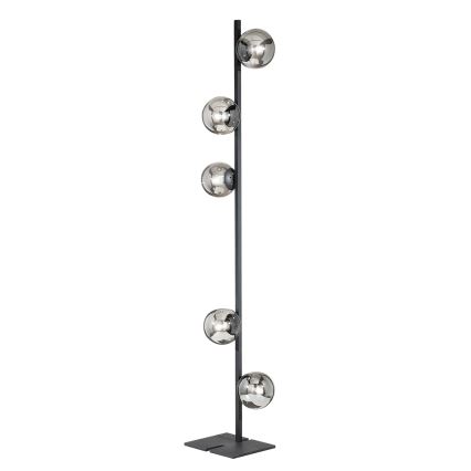 Ondaluce - Grīdas lampa MONILE 5xE14/10W/230V dūmakaina melna
