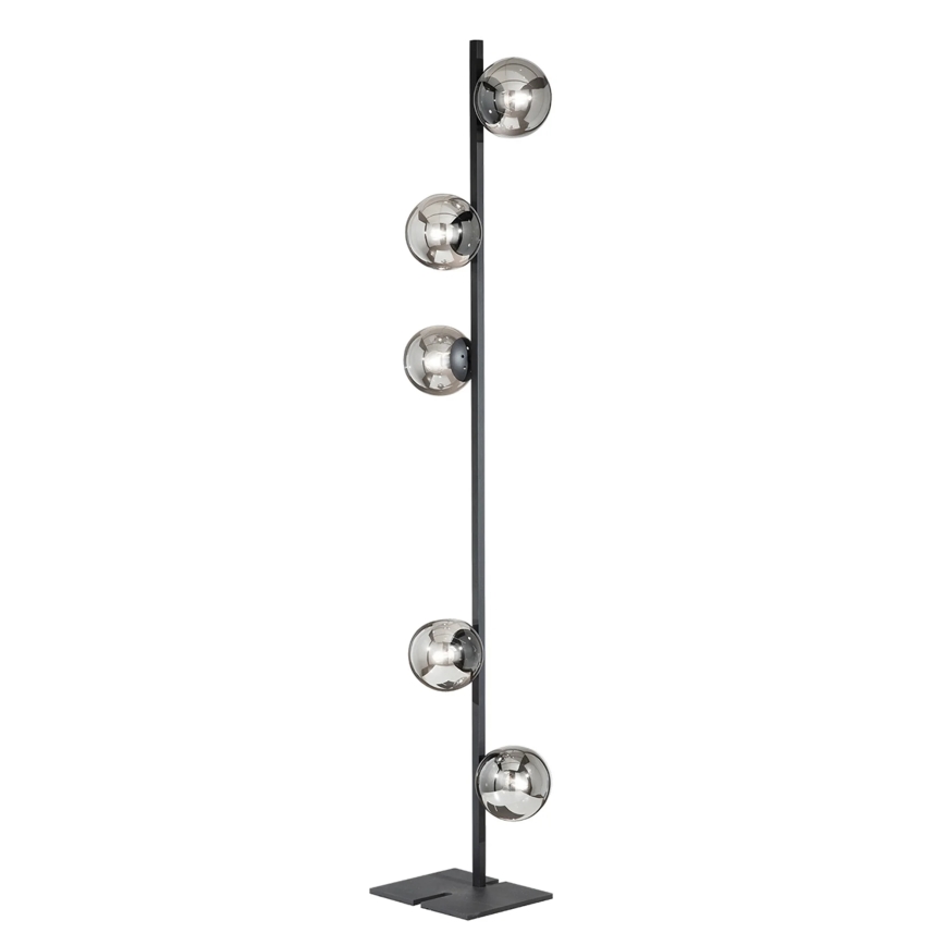 Ondaluce - Grīdas lampa MONILE 5xE14/10W/230V dūmakaina melna