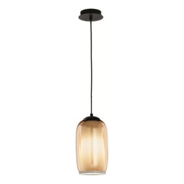 Ondaluce - karājošā lampa uz vada BONNIE 1xE27/15W/230V Ø 15 cm melna/dūmakaini bēša