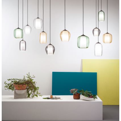 Ondaluce - karājošā lampa uz vada BONNIE 1xE27/15W/230V Ø 15 cm melna/dūmakaini bēša